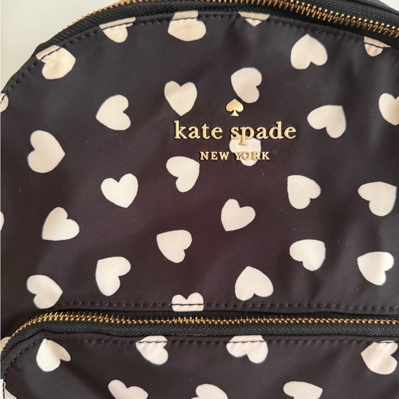 Kate Spade Heart Patterned Backpack in Black and Cream - Picture 2 of 8
